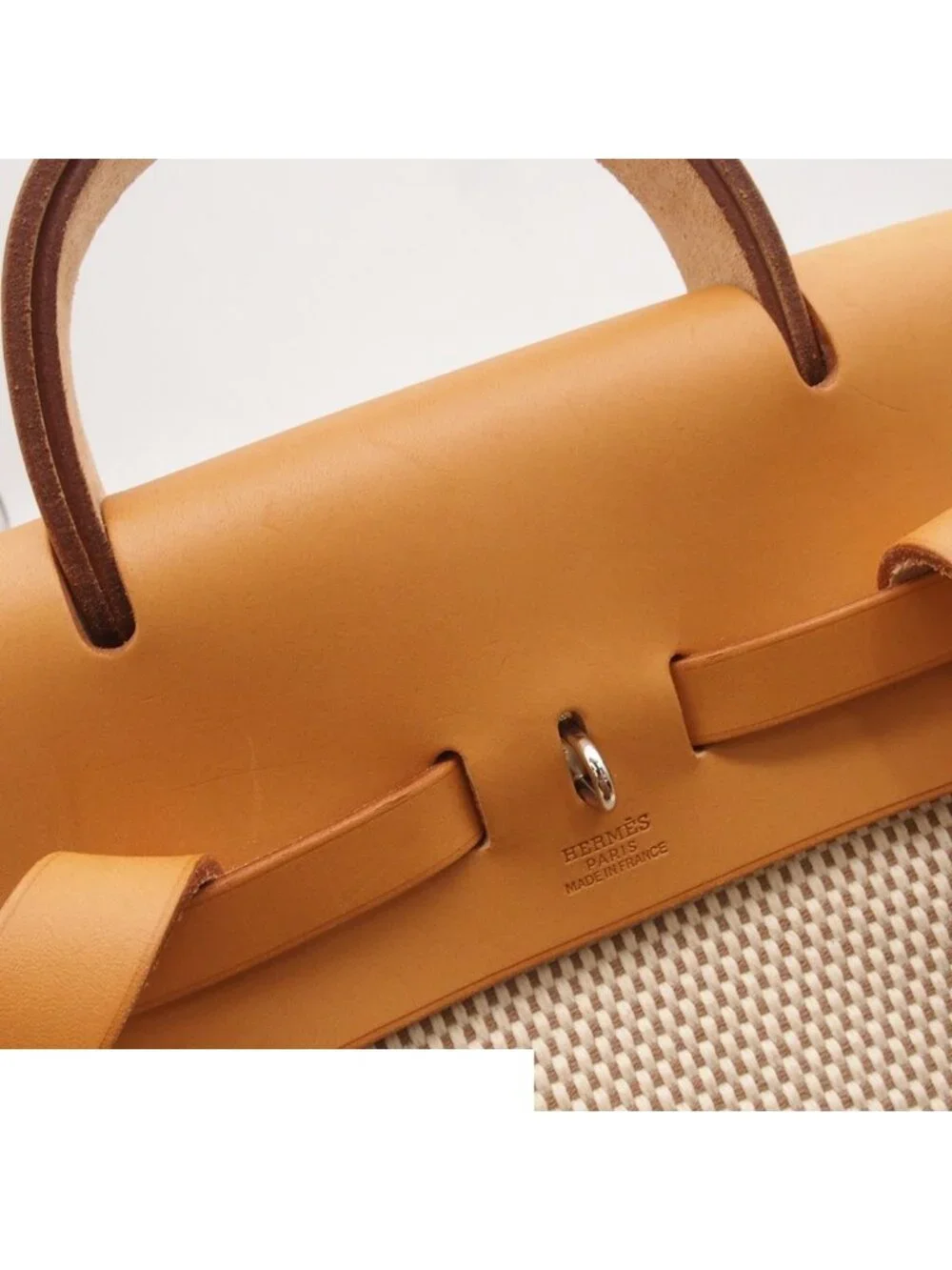 Hermes Herbag a Dos PM Natural Silver Toile Vache Backpack